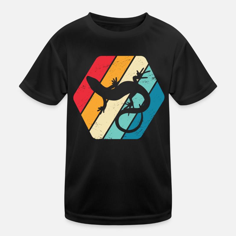 Gecko Echse Reptil Natur Retro Kinder Funktions-T-Shirt