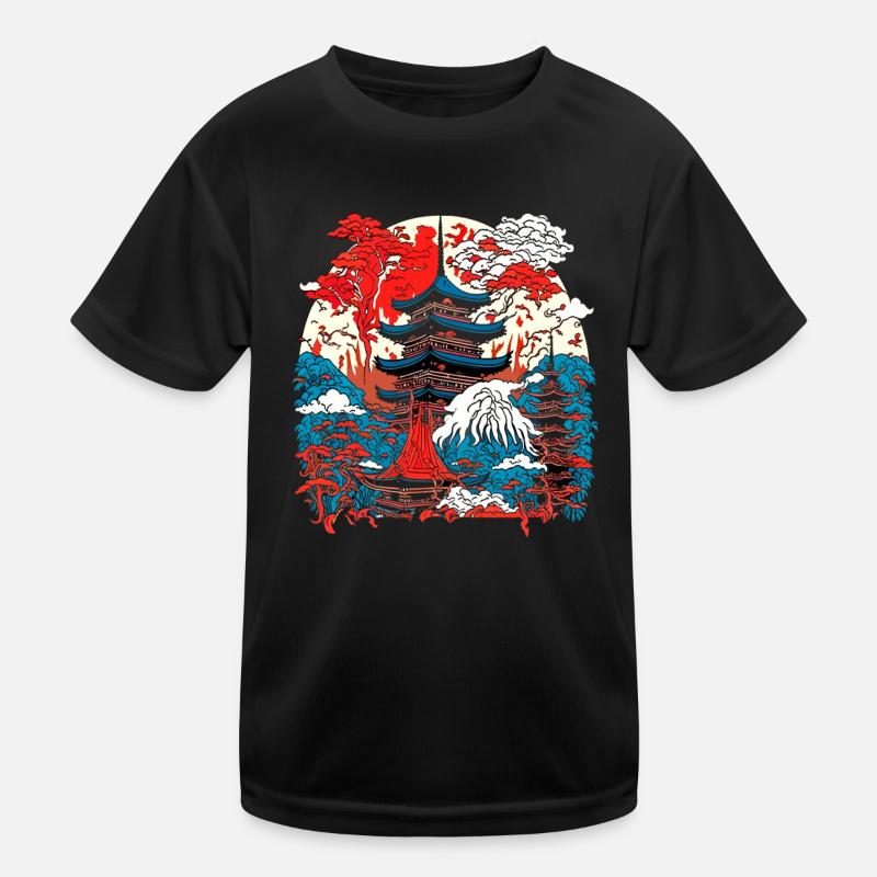 Asia Temple Landscape Art Kids Functional T-Shirt