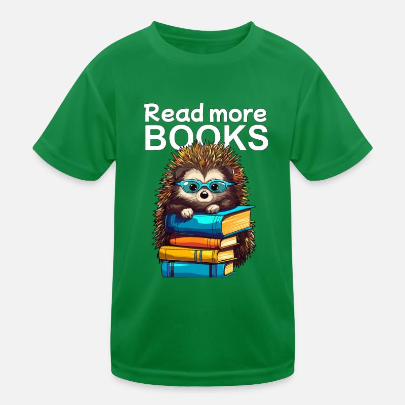 Niedlicher Igel mit Lesebrille liebt Bücher Kinder Funktions-T-Shirt