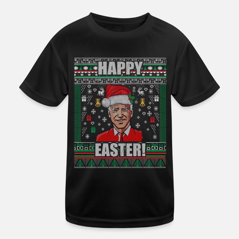 Funny Biden Ugly Christmas Sweater Happy Easter Kids Functional T-Shirt