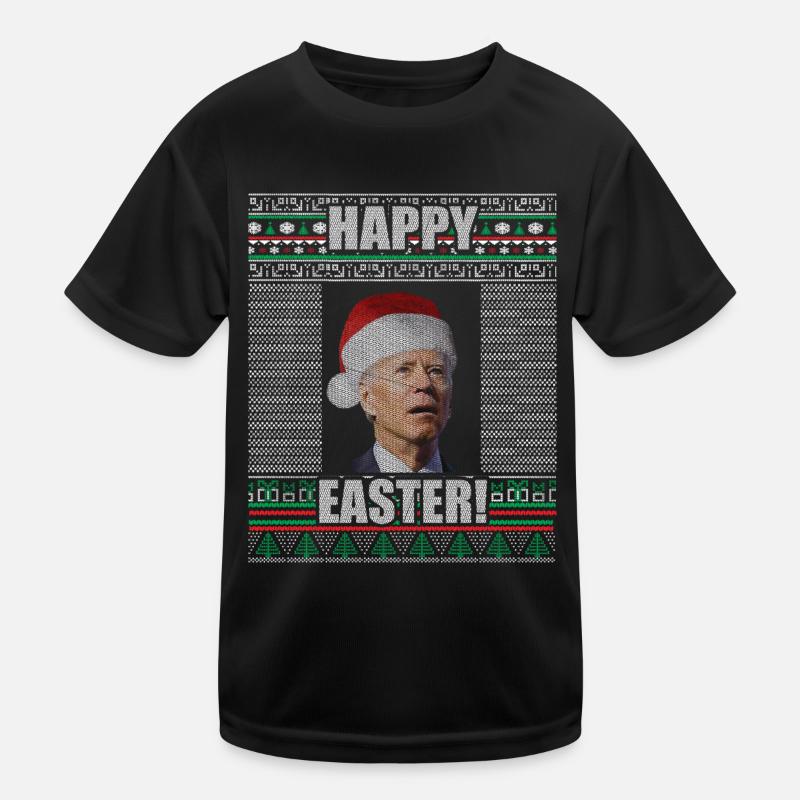 Funny Biden Ugly Christmas Sweater Happy Easter Kids Functional T-Shirt