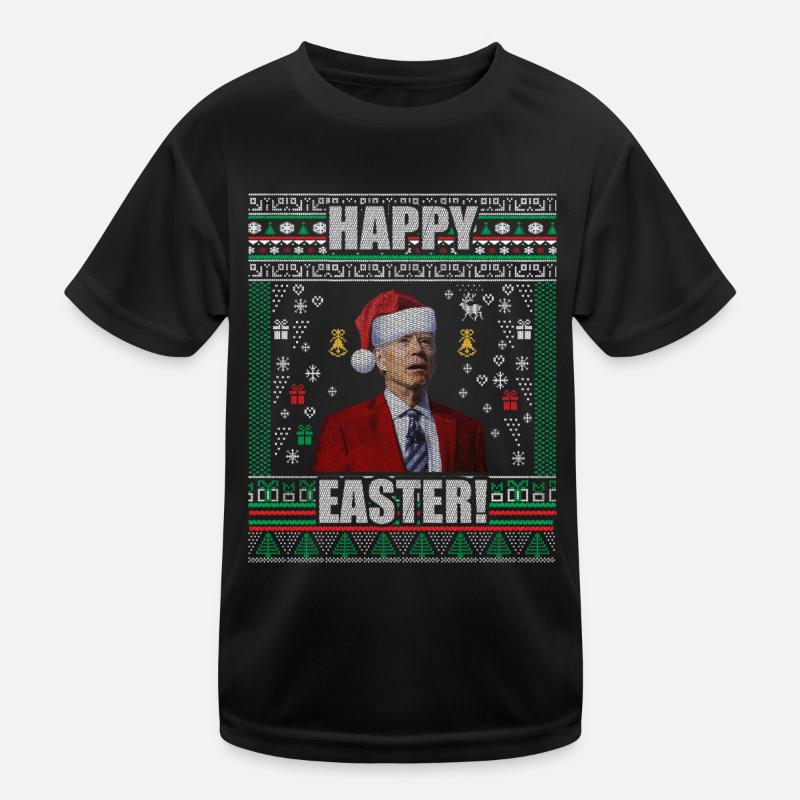Funny Biden Ugly Christmas Sweater Happy Easter Kids Functional T-Shirt