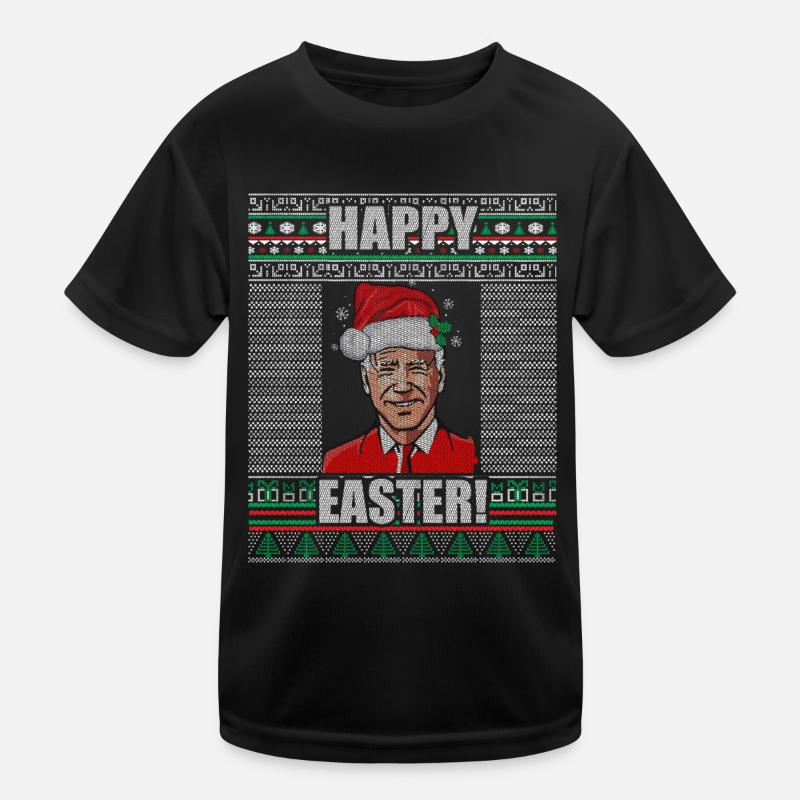 Funny Biden Ugly Christmas Sweater Happy Easter Kids Functional T-Shirt