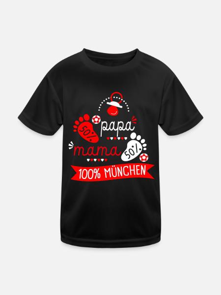 Fußball München - Kinder Funktions-T-Shirt - Schwarz - Vorne