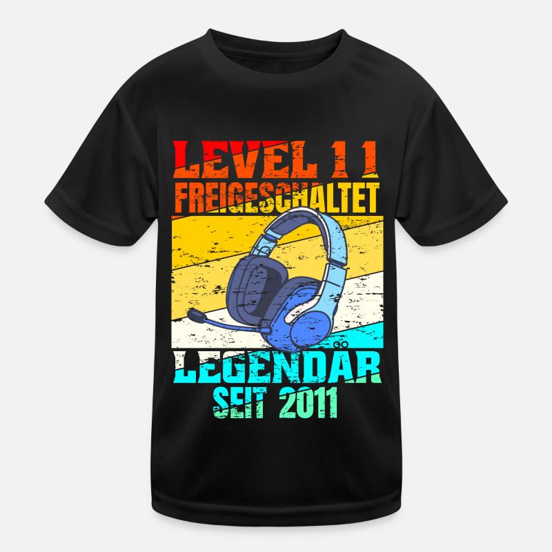 Level 11 freigeschaltet - Kinder Funktions-T-Shirt - Schwarz
