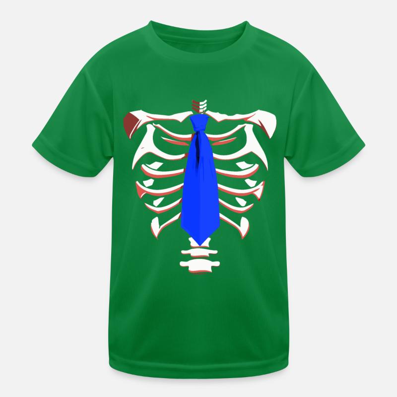 Squelette avec une cravate bleue drôle Halloween Design T-shirt sport Enfant
