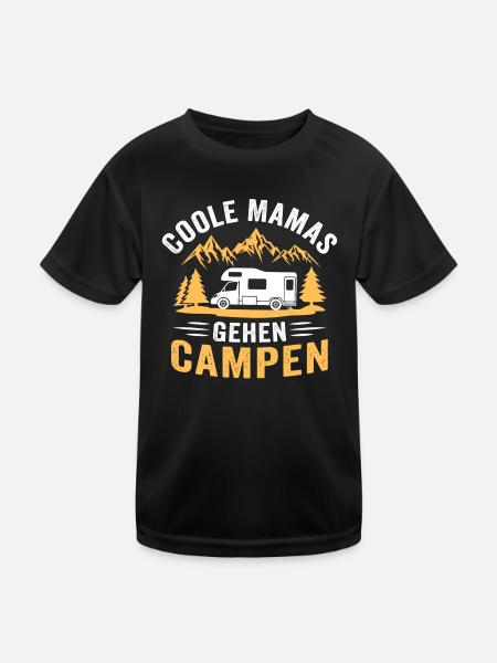 Coole mamas gehen campen camping sprüche t-shirt - Kinder Funktions-T-Shirt - Schwarz - Vorne