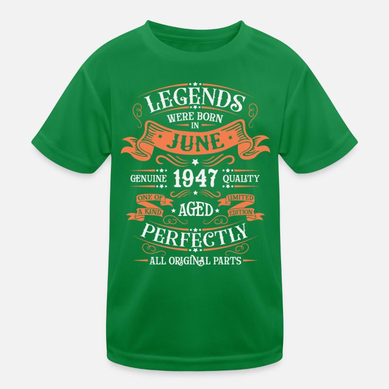 76e anniversaire Juin Né en 1947 Idée cadeau T-shirt sport Enfant