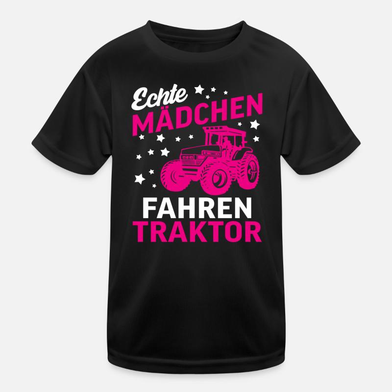 Echte Mädchen Fahren Traktor Kinder Funktions-T-Shirt