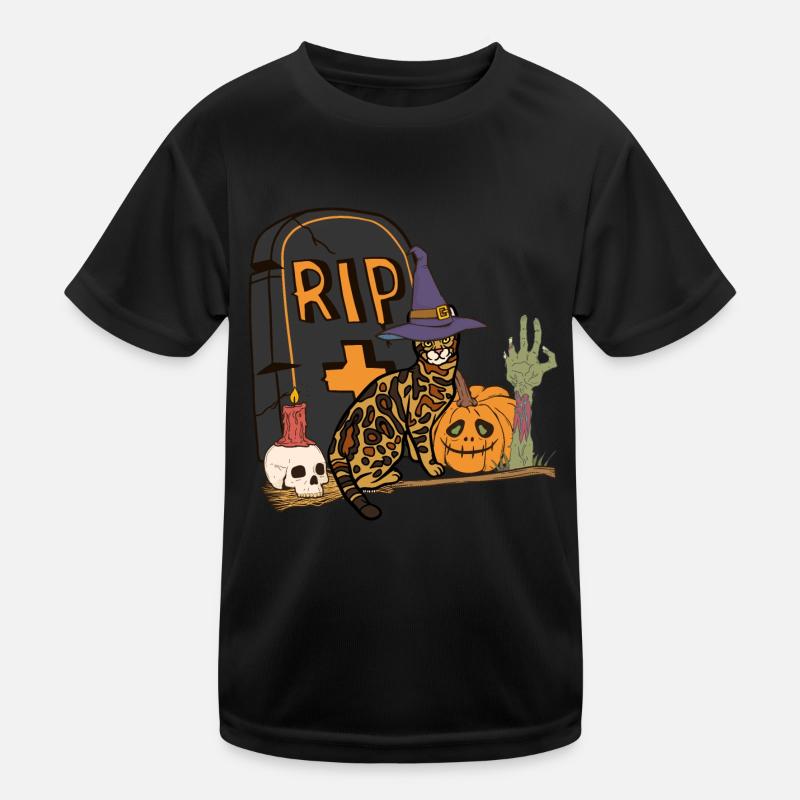 Chat mignon et effrayant Halloween Bengal T-shirt sport Enfant