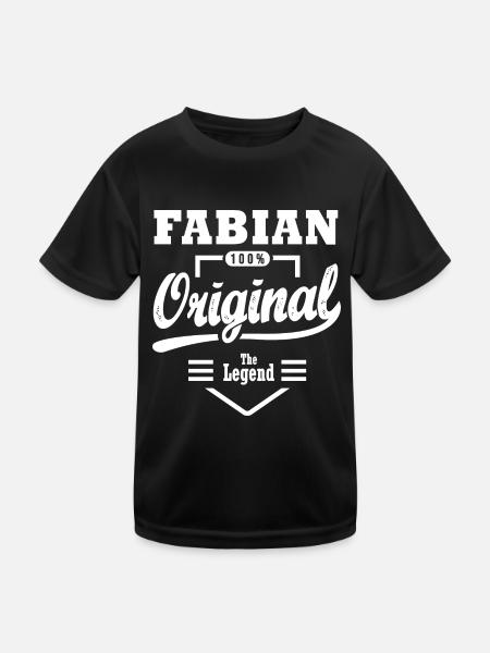 Fabian original personalisiertes Geschenk Vorname fabian - Kinder Funktions-T-Shirt - Schwarz - Vorne