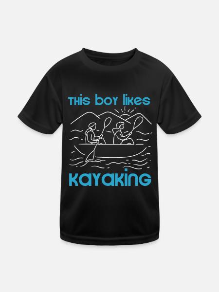 Un garçon aime le kayak Sports nautiques Le kayak - T-shirt sport Enfant - noir - Devant