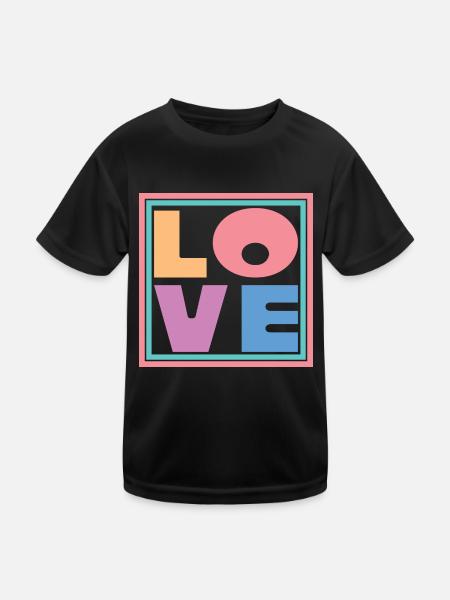 Cool Colorful Love Square Gift Men Women & Kids - Kids Functional T-Shirt - black - Front