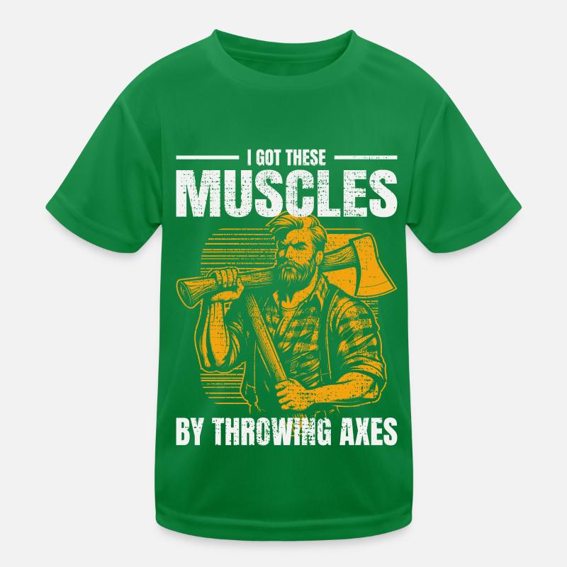 Muscle-Forged Mastery: Lumberjack's Axe Throwing Kids Functional T-Shirt