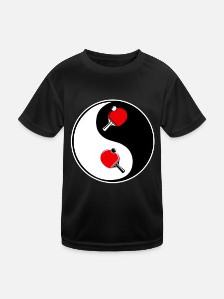 ping pong, yin yang team - Kinder Funktions-T-Shirt - Schwarz - Vorne