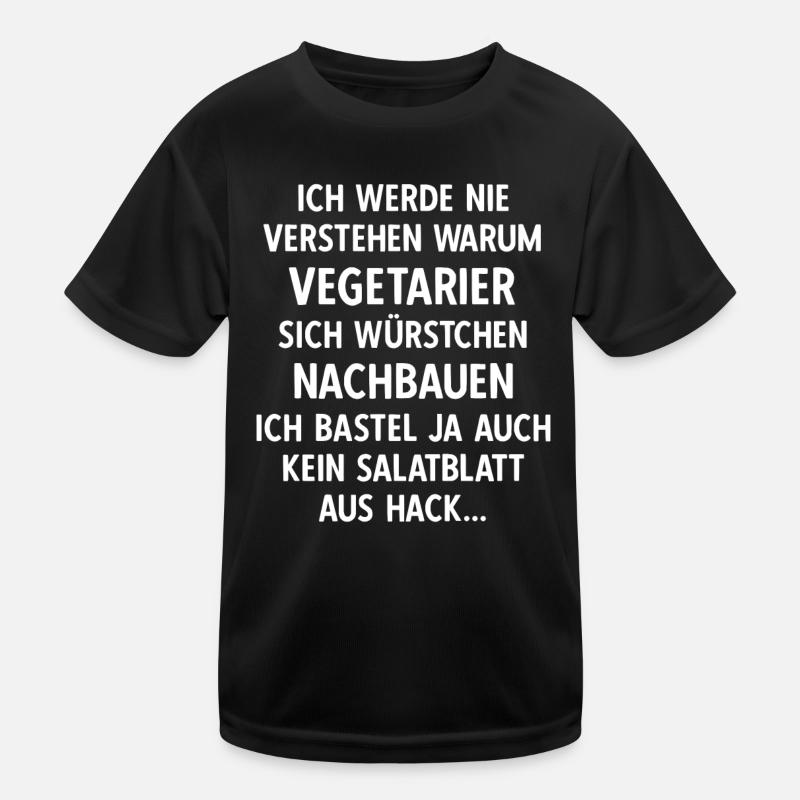 Vegetarier Würstchen I Anti Vegan Fleischesser Kinder Funktions-T-Shirt