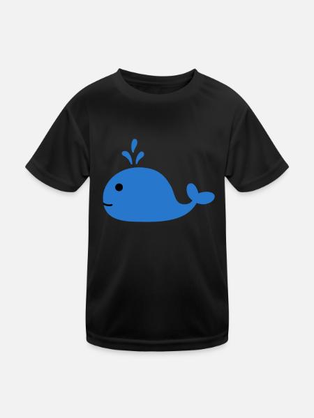 Wale Wal Symbol Piktogramm Walfisch Blauwal Outfit - Kinder Funktions-T-Shirt - Schwarz - Vorne