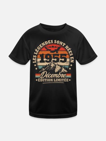 Birthday gift born in December 1955 - Kids Functional T-Shirt - black - Front