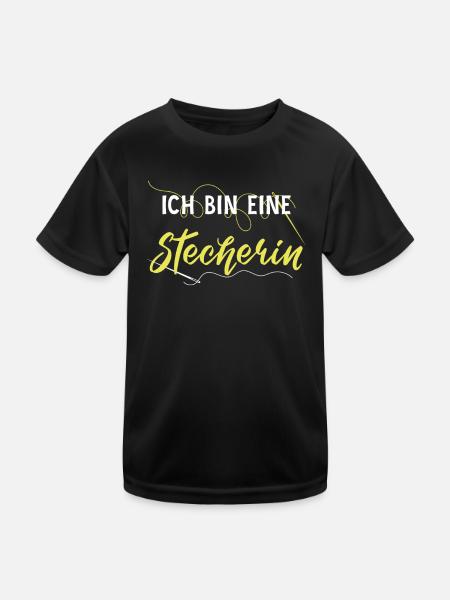 Ironisches Stecherin Embroidery Sticken Stickerin - Kinder Funktions-T-Shirt - Schwarz - Vorne