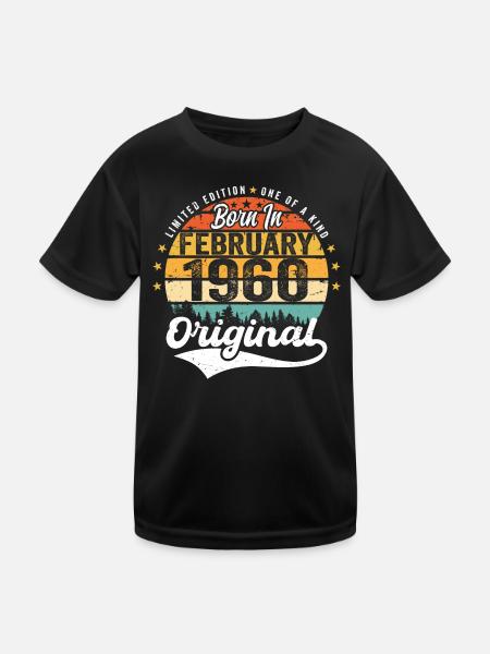Né en février 1960 - cadeau d'anniversaire - T-shirt sport Enfant - noir - Devant