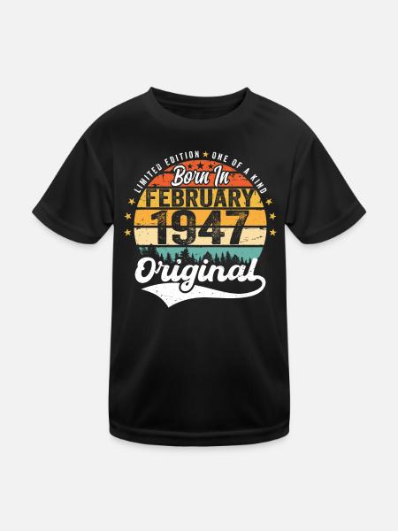 Né en février 1947 - cadeau d'anniversaire - T-shirt sport Enfant - noir - Devant