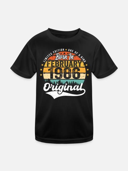 Né en février 1986 - cadeau d'anniversaire - T-shirt sport Enfant - noir - Devant