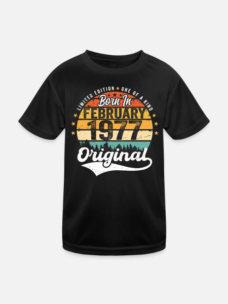 Né en février 1977 - cadeau d'anniversaire - T-shirt sport Enfant - noir - Devant