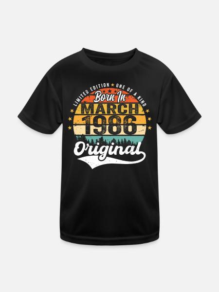 März 1986 Jahrgang Vintage Retro Geburtstag 1986 - Kinder Funktions-T-Shirt - Schwarz - Vorne