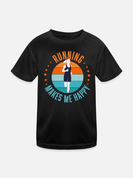 Running Makes Me happy - Kinder Funktions-T-Shirt - Schwarz - Vorne