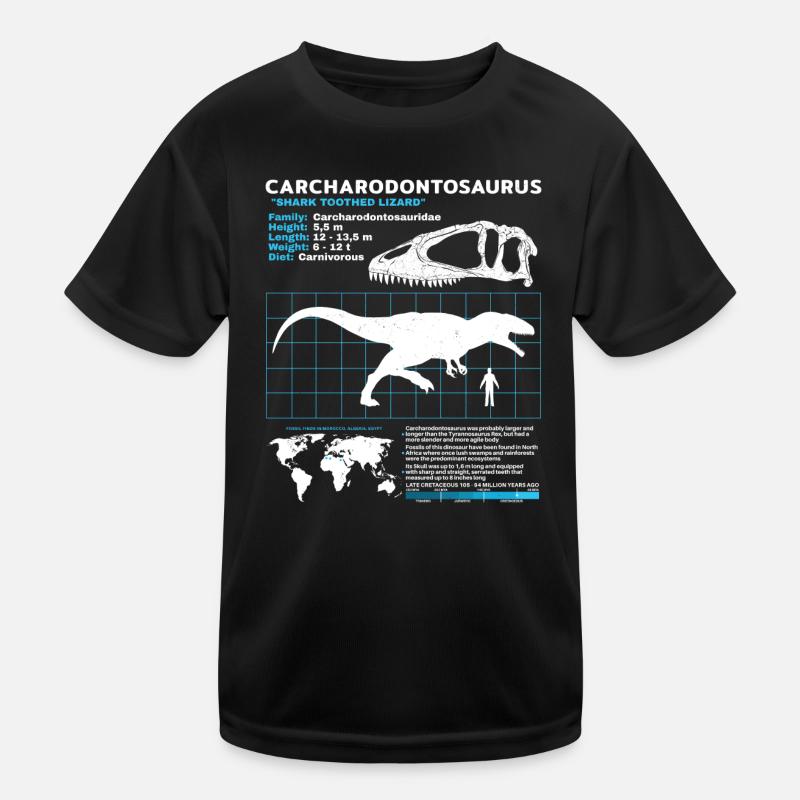 Carcharodontosaurus Datasheet Kids Functional T-Shirt