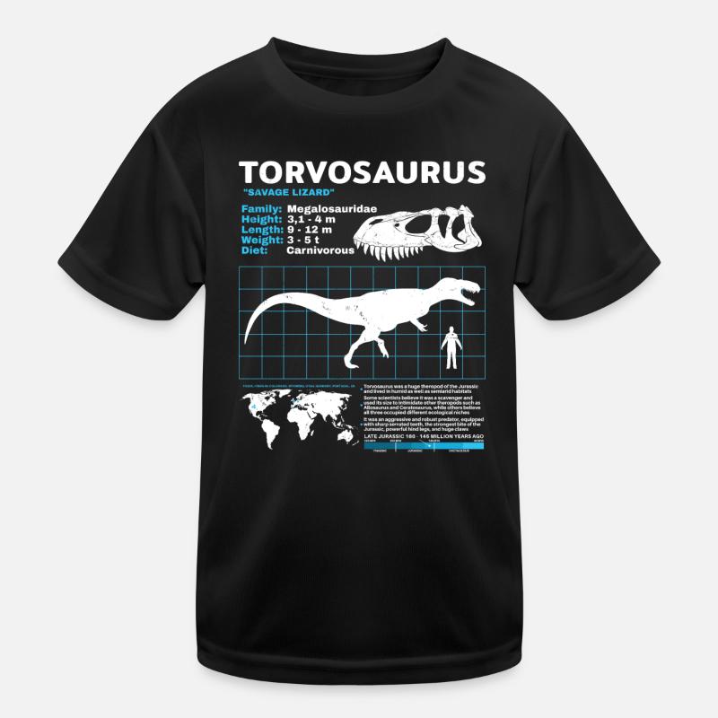 Torvosaurus Datenblatt - Kinder Funktions-T-Shirt - Schwarz
