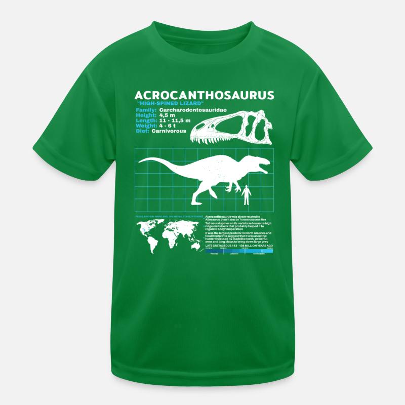 Acrocanthosaurus Datenblatt Kinder Funktions-T-Shirt