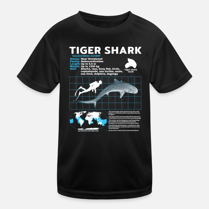 Tigerhai Fact Sheet Datenblatt Kinder Funktions-T-Shirt
