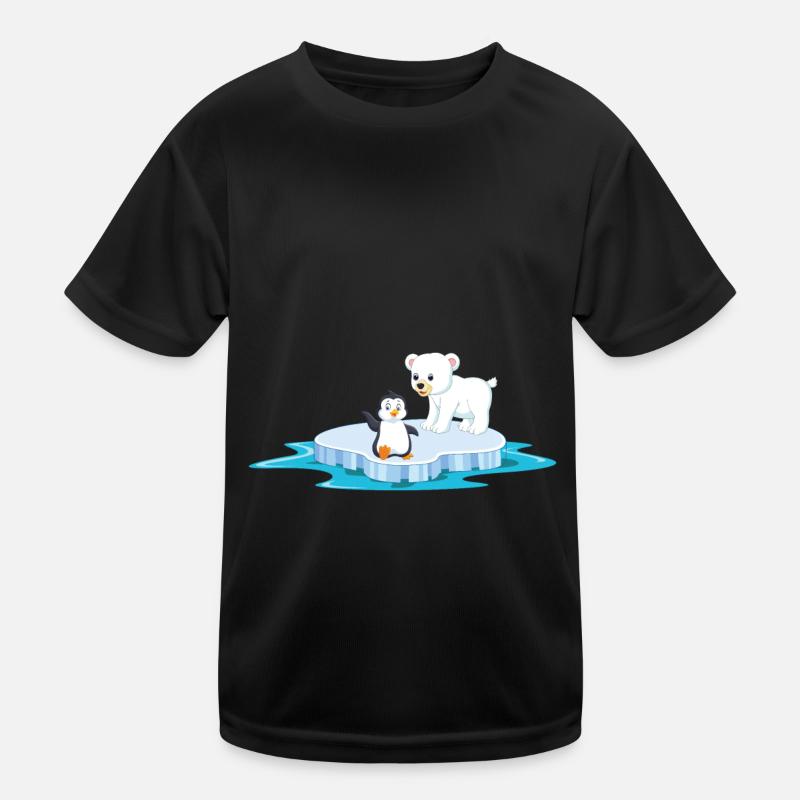 niedlicher Eisbär und Pinguin auf Eisscholle Eis Kinder Funktions-T-Shirt