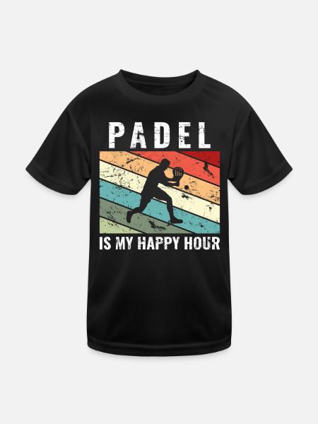 Padel is my happy hour Funny Padel - Kids Functional T-Shirt - black - Front