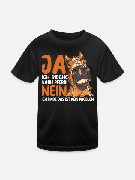 Ja ich rieche nach Reitsport Geschenk - Kinder Funktions-T-Shirt - Schwarz - Vorne