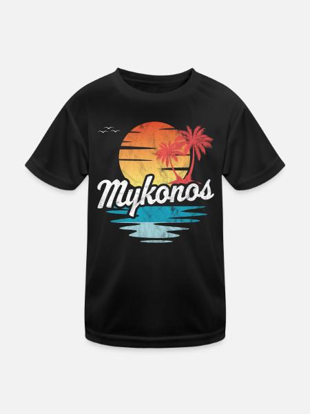 Mykonos - Kinder Funktions-T-Shirt - Schwarz - Vorne