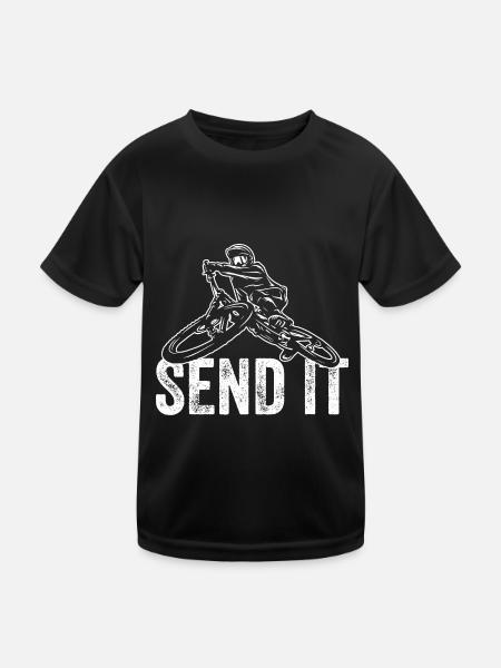 Send It MTB E-Bike Elektrisches Mountainbike - Kinder Funktions-T-Shirt - Schwarz