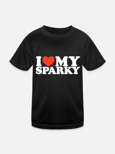 I love My Sparky Elektriker Herz Shirt - Kinder Funktions-T-Shirt - Schwarz - Vorne