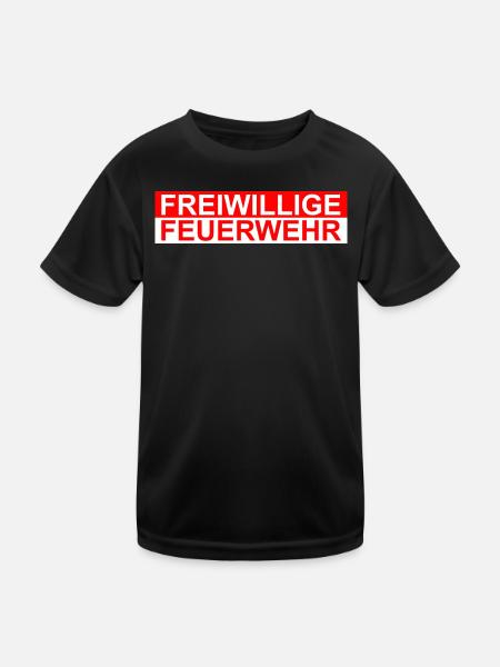 Freiwillige Feuerwehr - Kinder Funktions-T-Shirt - Schwarz - Vorne
