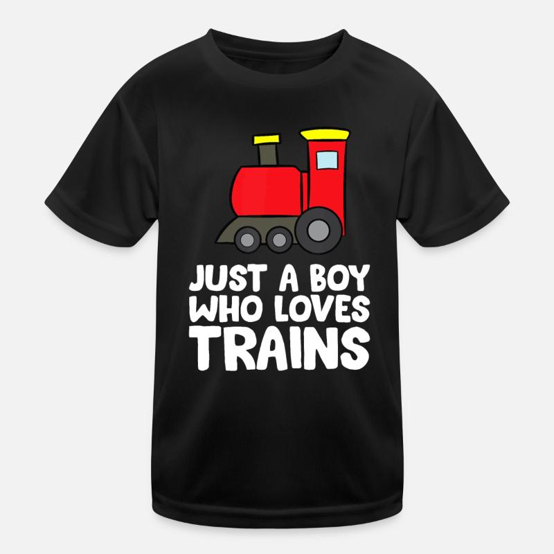Nur ein Junge, der Züge liebt Kinder Funktions-T-Shirt