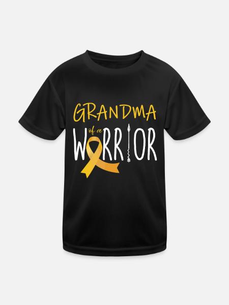 Krebsbewusstsein im Kindesalter Oma eines Kriegers - Kinder Funktions-T-Shirt - Schwarz - Vorne