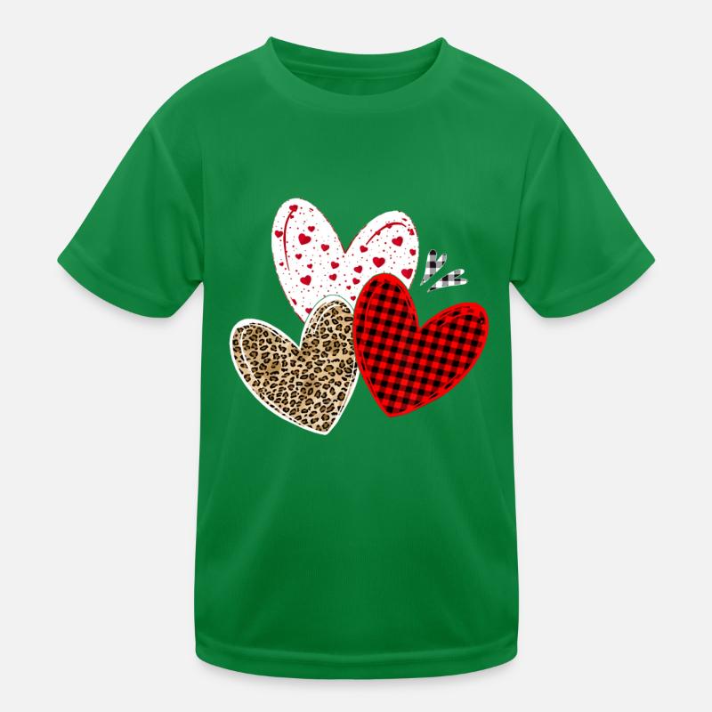 Mädchen Valentinstag Shirts Herzen Liebe Leopard Re Kinder Funktions-T-Shirt
