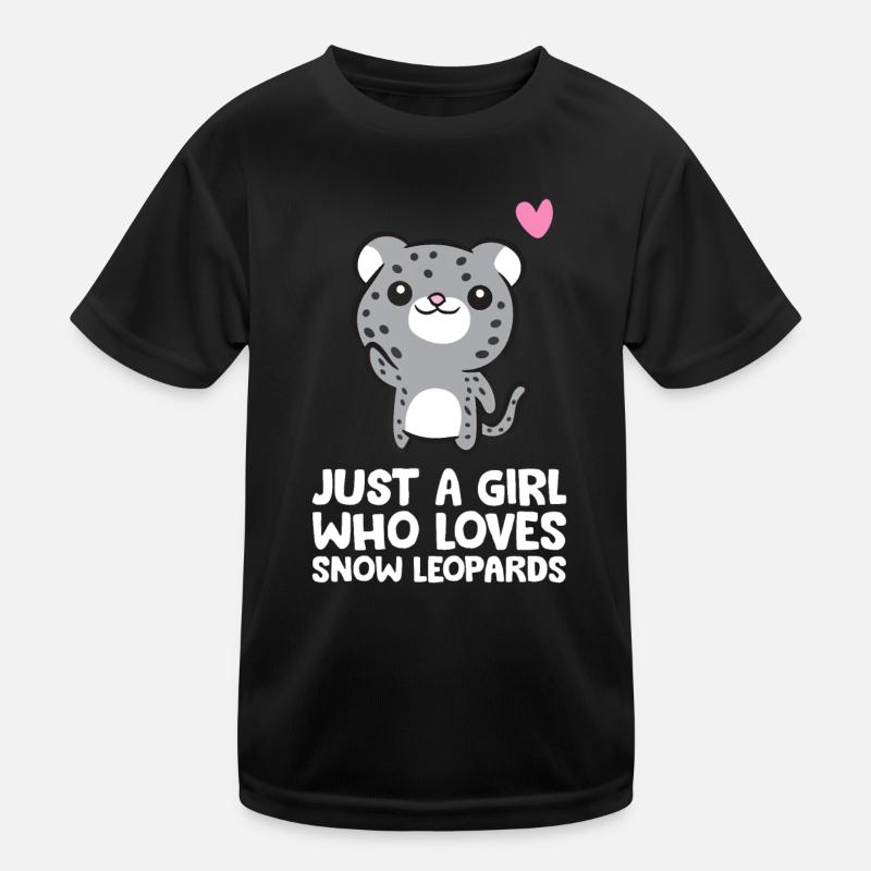 Nur ein Mädchen, das Schneeleoparden liebt Kinder Funktions-T-Shirt