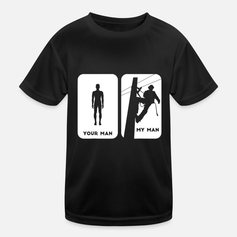 Your Man My Man Lineman Idee | Elektrokabel-Idee Kinder Funktions-T-Shirt