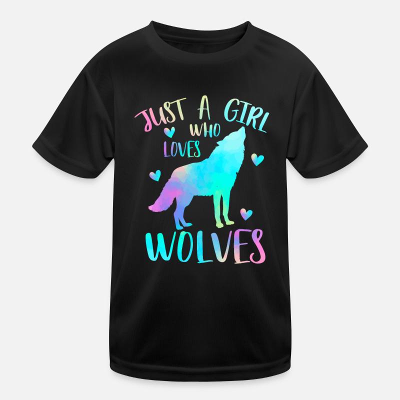 Nur ein Mädchen, das Wölfe liebt Aquarell Netter Wolf Kinder Funktions-T-Shirt
