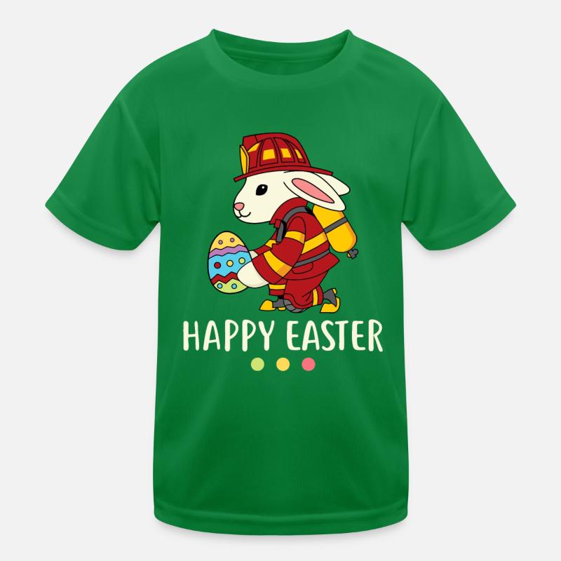 Pompier Lapin de Pâques Pompier Oeuf Joyeuses Pâques T-shirt sport Enfant