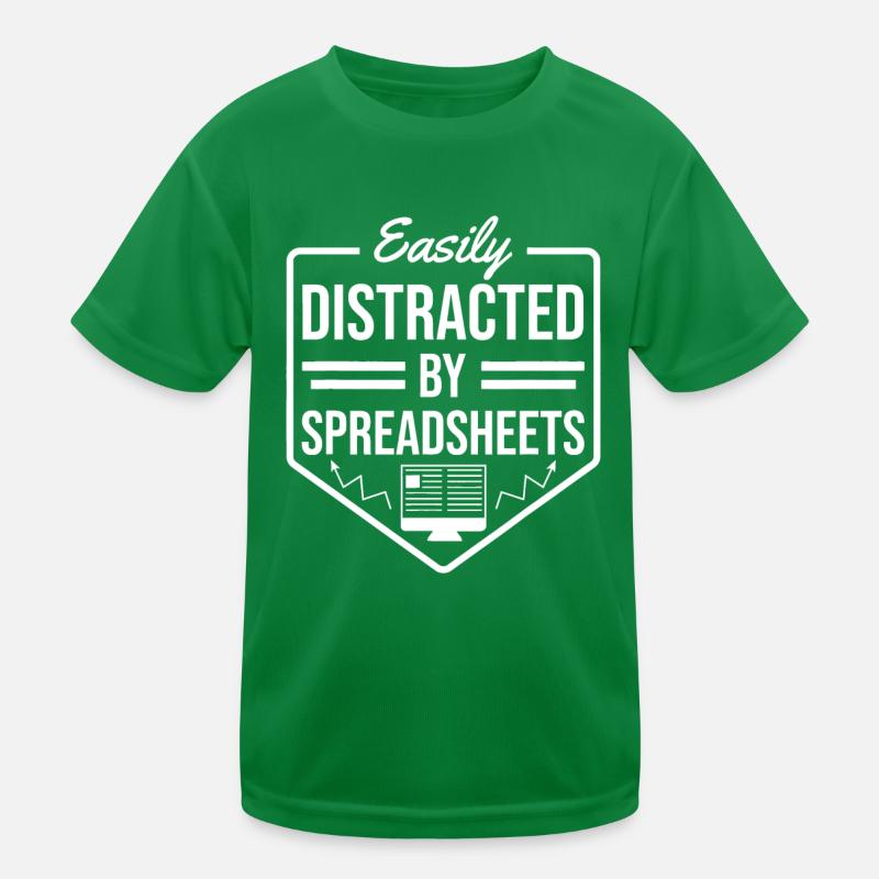 Easily Distracted By Spreadsheets Accountant Gift Kids Functional T-Shirt