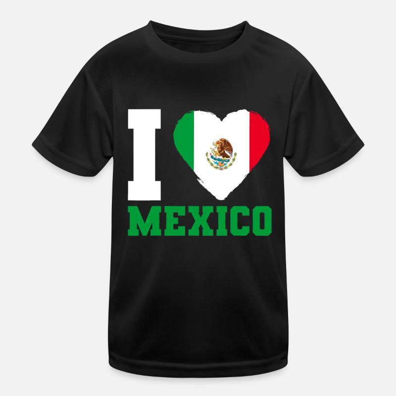 Mexican Flag I Love Mexico Kids Functional T-Shirt