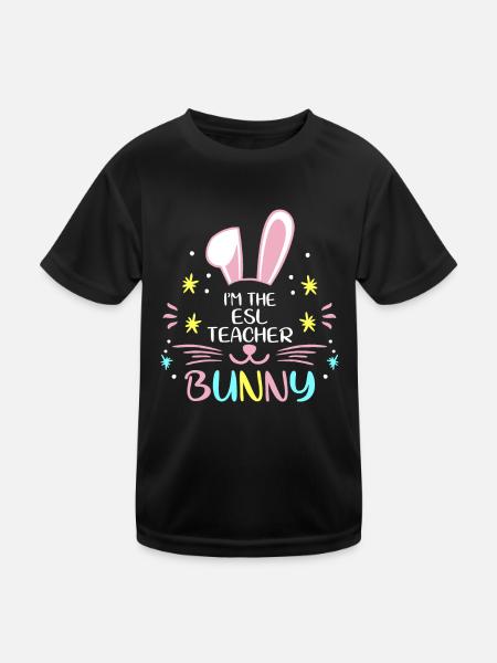 I'm The ESL Teacher Bunny Easter Day Rabbit Family - Kids Functional T-Shirt - black - Front